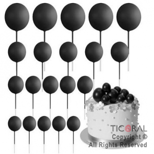 ESFERAS DECORATIVAS NEGRAS PARA DECORACION DE TORTAS X 20 UNIDADES